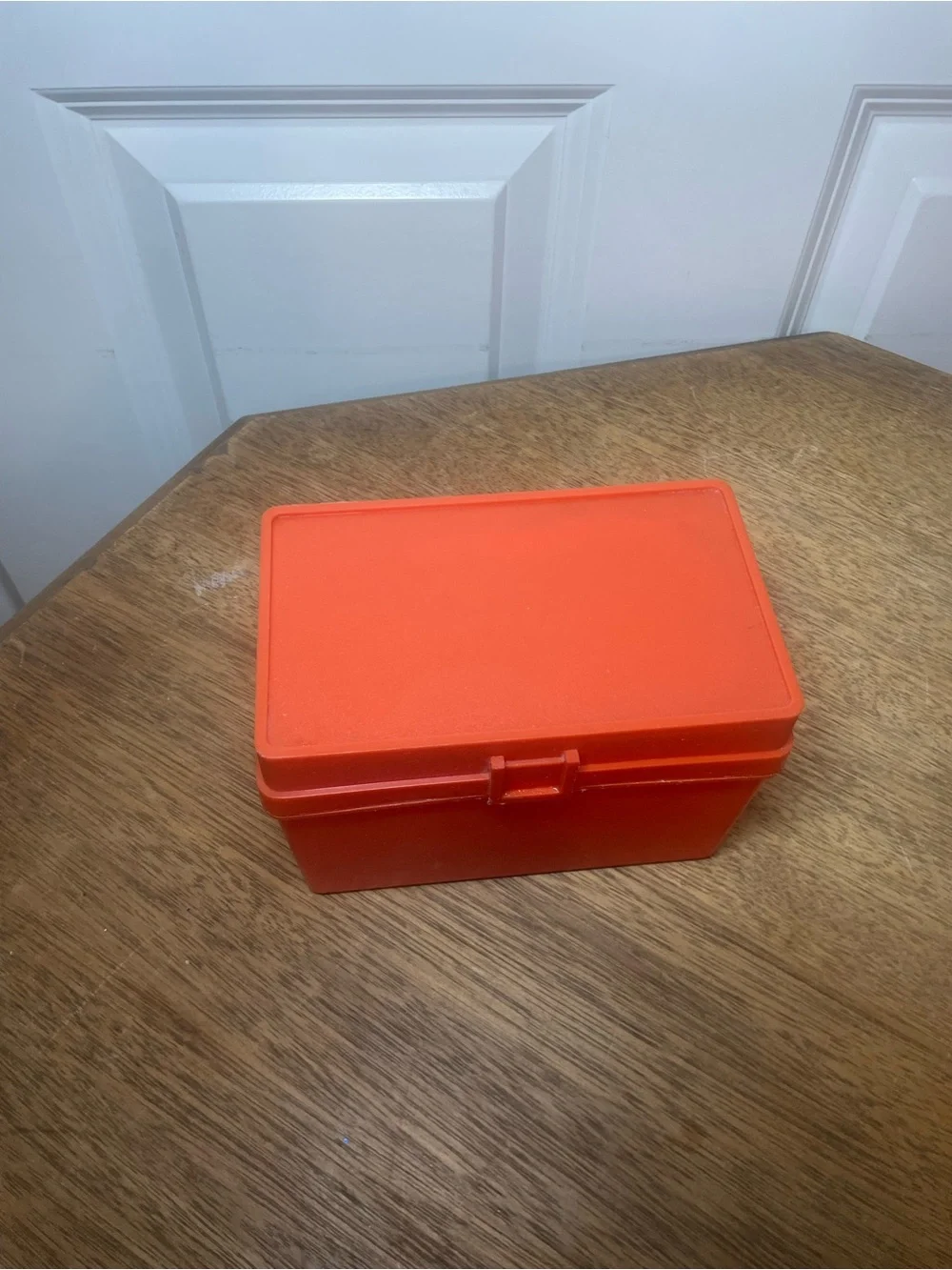 Vintage Orange Recipe Card Box – Retro Kitchen Organizer